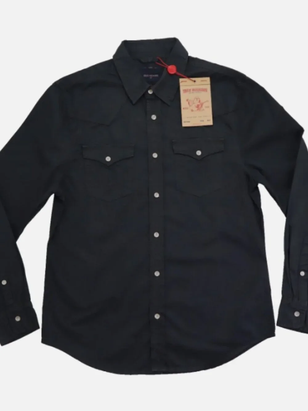 True Religion Jake Western Slim Fit Long Sleeve Men's Shirt Size S Cotton Black